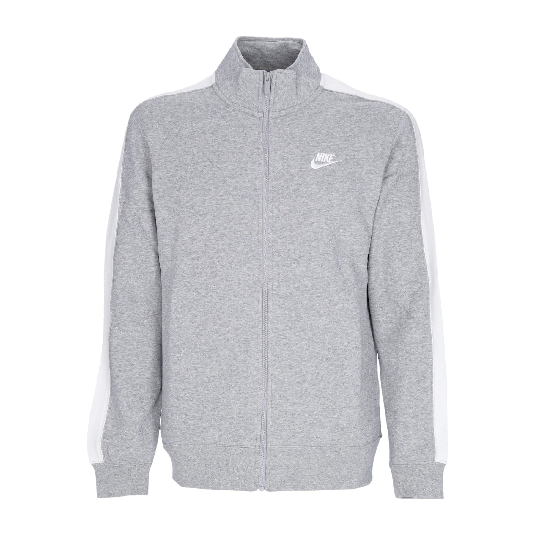 Nike Felpa Collo Alto Uomo Sportswear Club Bb Track Jacket Dk Grey Heather/white da uomo