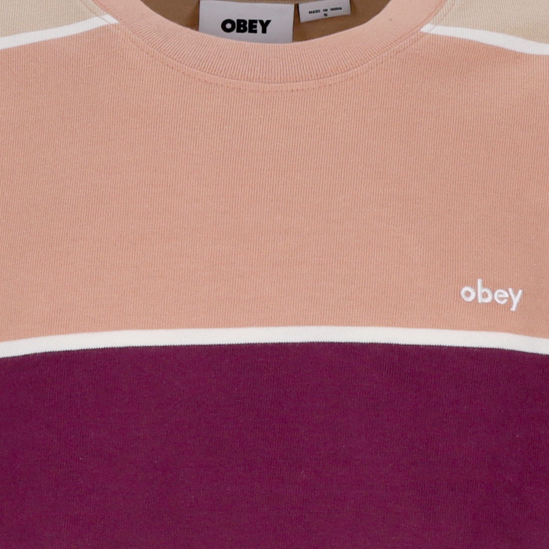 OBEY Maglietta Manica Lunga Uomo Nationale Stripe L/s Tee Italian Clay Multi da uomo in T-shirt Drestige - Casamassima, commercioVirtuoso.it