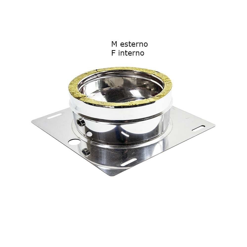Piastra di base inox doppia parete con spurgo Di 130 - De 180 mm in Impianti di scarico Aloiserw.com - Altomonte, commercioVirtuoso.it
