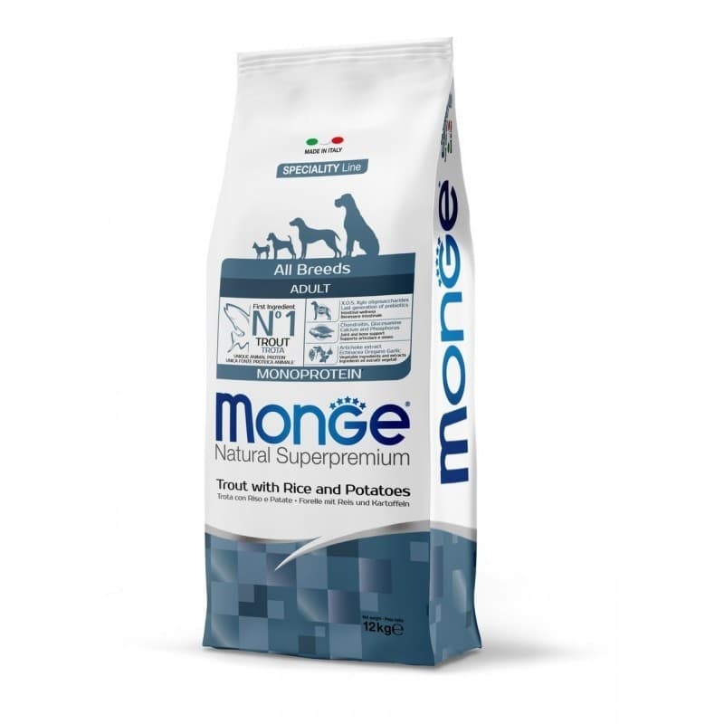 Monge Speciality Line Monoprotein secco Cani Adulti trota riso e patate in Secco 101 Market - Poggibonsi, commercioVirtuoso.it