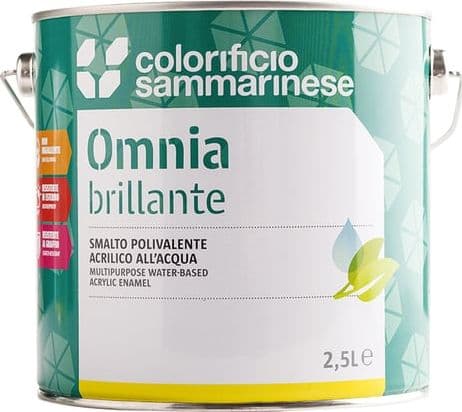 Smalto ad Acqua Finitura Bianco Lucida e Versatile per Interni ed Esterni "omnia" 0,750