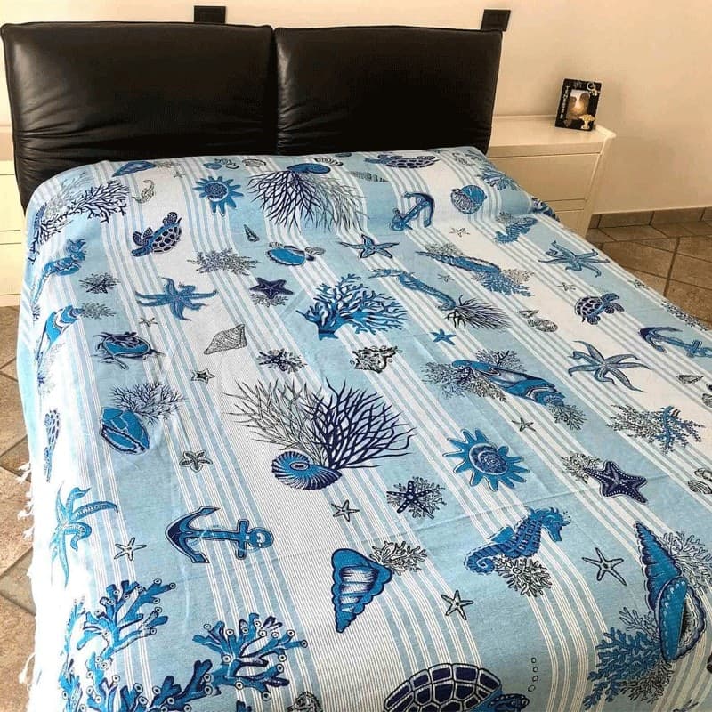 Granfoulard Copriletto in Puro Cotone Fantasia Marina 210x240 cm in Coperte Collezione Casa - Trebisacce, commercioVirtuoso.it
