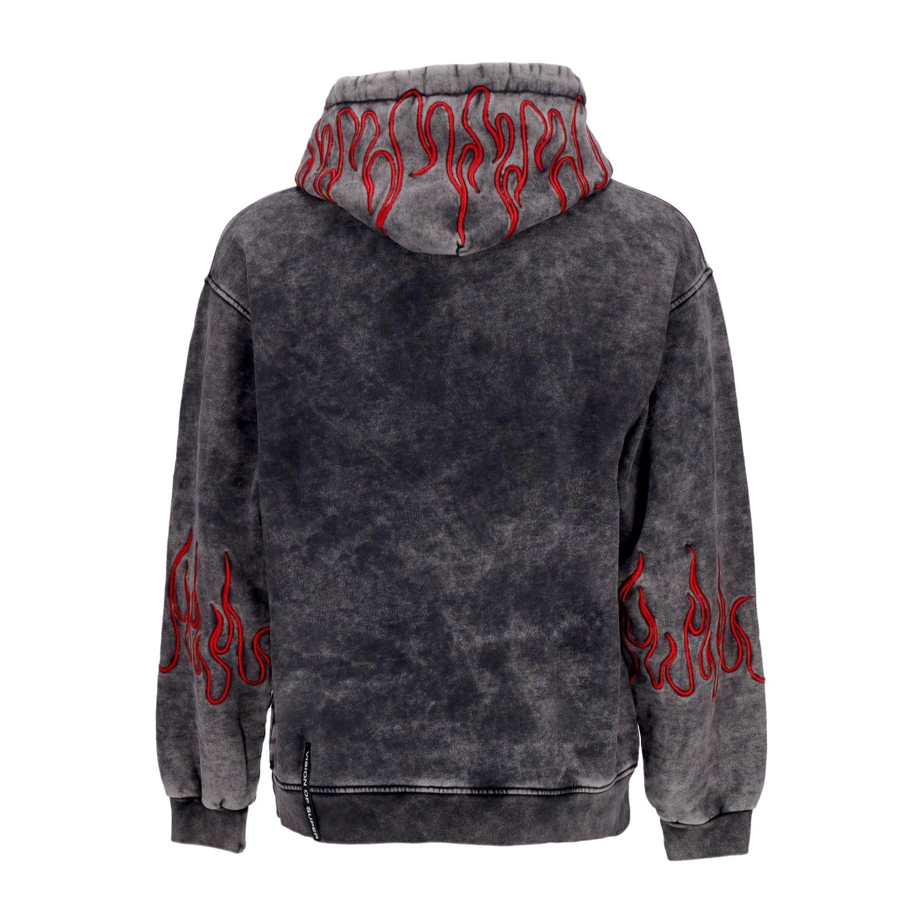 VISION OF SUPER Felpa Cappuccio Uomo Embroidered Flames Hoodie Grey/red da uomo in Felpe con cappuccio Drestige - Casamassima, commercioVirtuoso.it