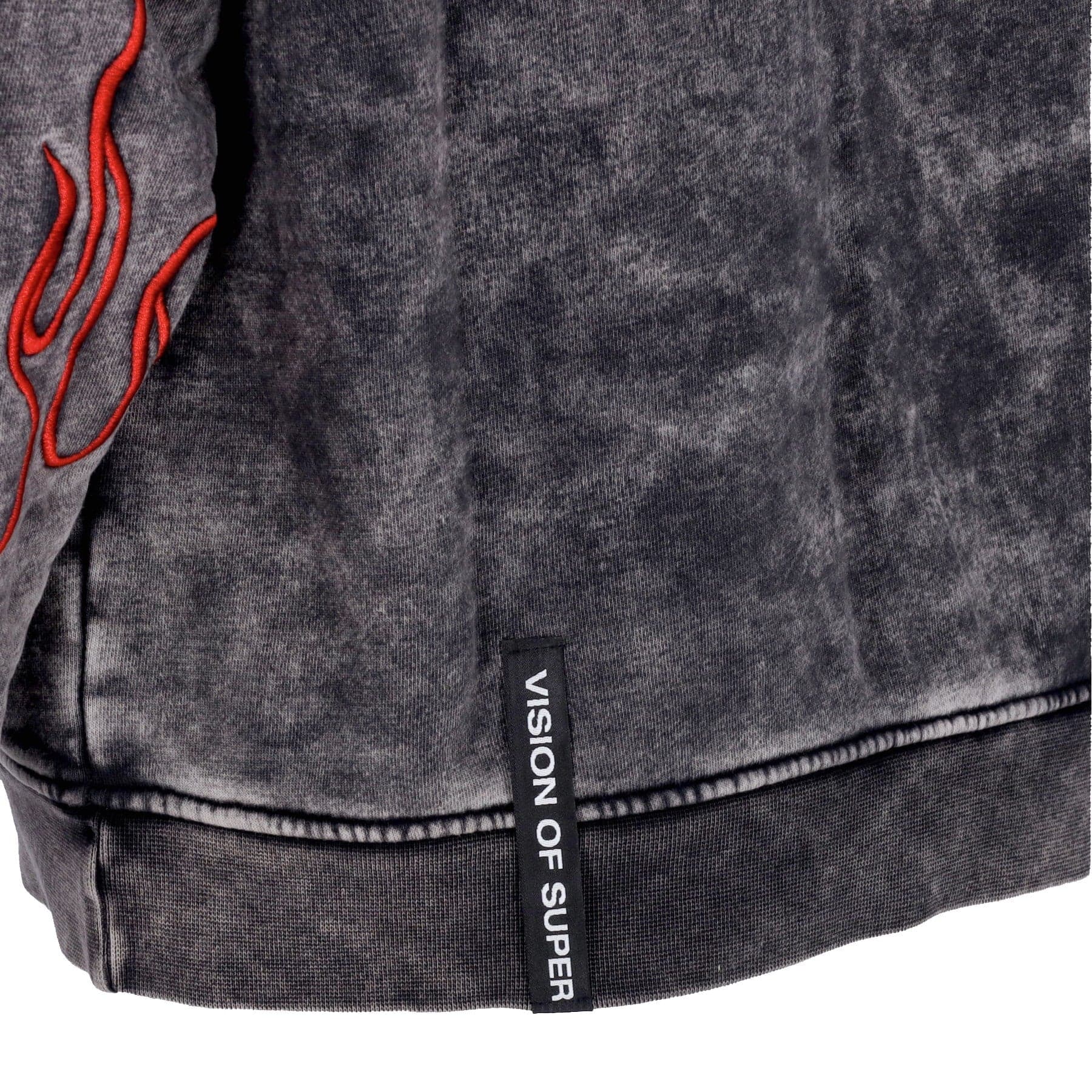 VISION OF SUPER Felpa Cappuccio Uomo Embroidered Flames Hoodie Grey/red da uomo in Felpe con cappuccio Drestige - Casamassima, commercioVirtuoso.it