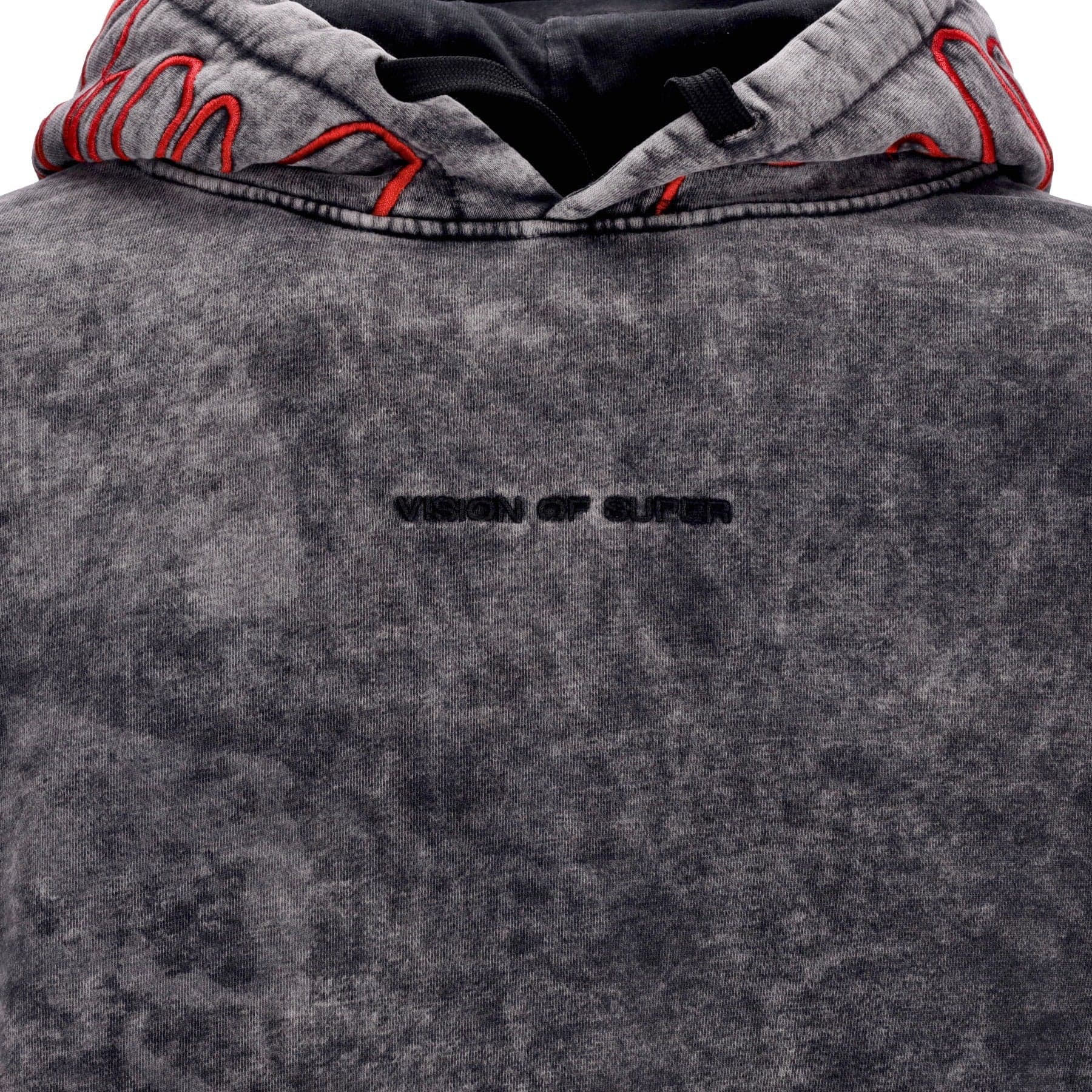 VISION OF SUPER Felpa Cappuccio Uomo Embroidered Flames Hoodie Grey/red da uomo in Felpe con cappuccio Drestige - Casamassima, commercioVirtuoso.it