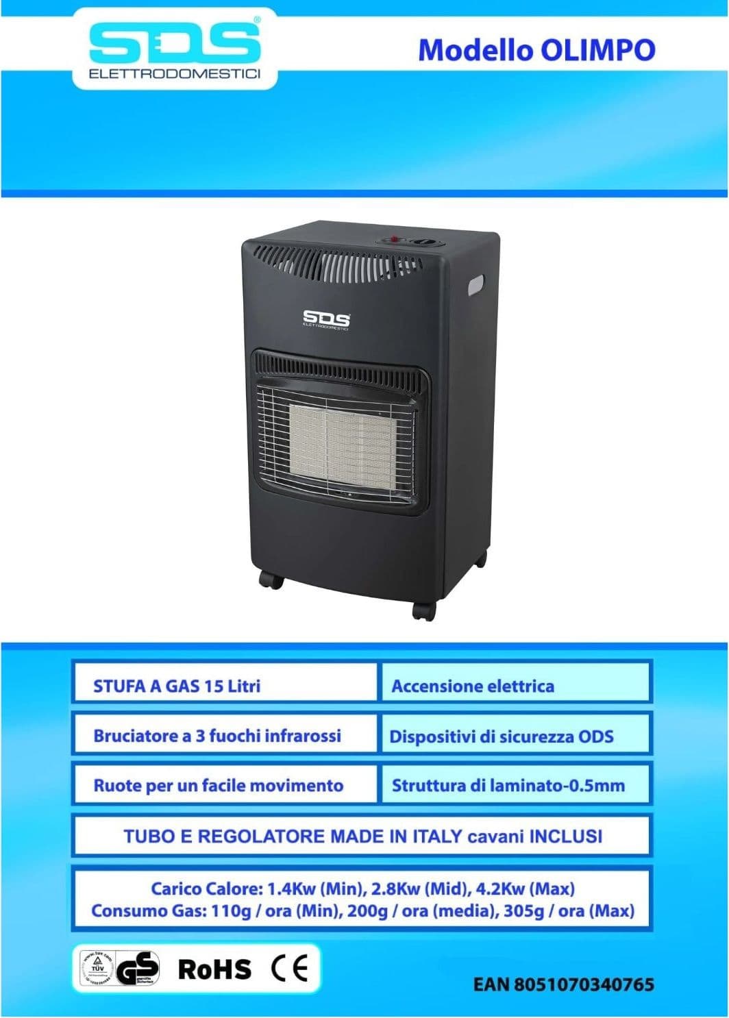SDS Stufa Gas Infrarossi 4200W OLIMPO +Kit Regolatore in Bobine Ecoprice.it - Avellino, commercioVirtuoso.it