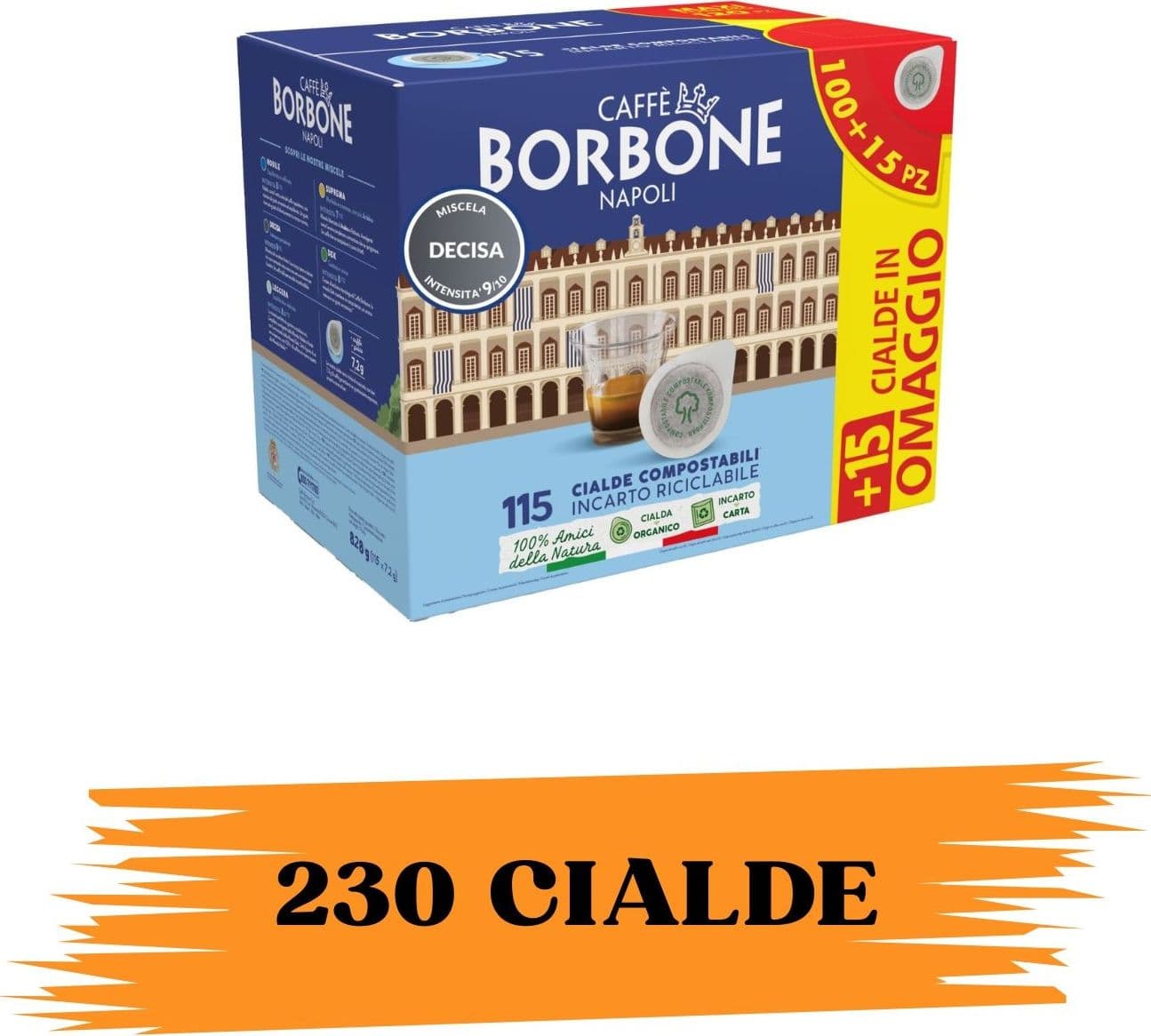 Borbone Caffe Cialde 44mm Miscela Decisa 230pz in Chicchi di caffè tostati Ecoprice.it - Avellino, commercioVirtuoso.it