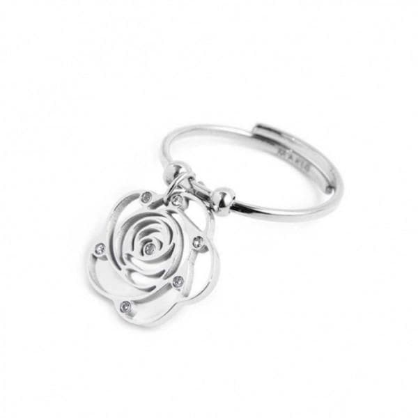 Marlù - Anello con rosa pendente acciaio