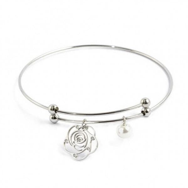 Marlù - Bracciale rigido con rosa