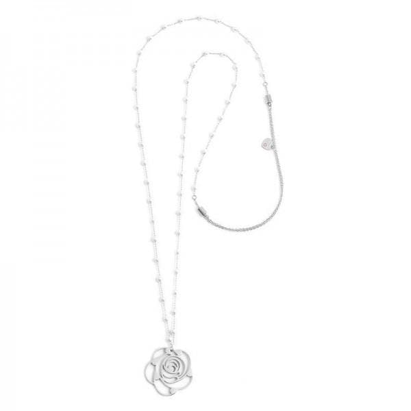 Marlù - COLLANA ROSA PENDETE CON CRISTALLI CATENA CON PERLE ACCIAIO in Collane Alba Gioielli - Casoria, commercioVirtuoso.it