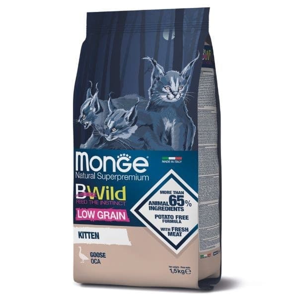 Monge BWild Low Grain secco Gatti Kitten oca 1,5 kg - 2