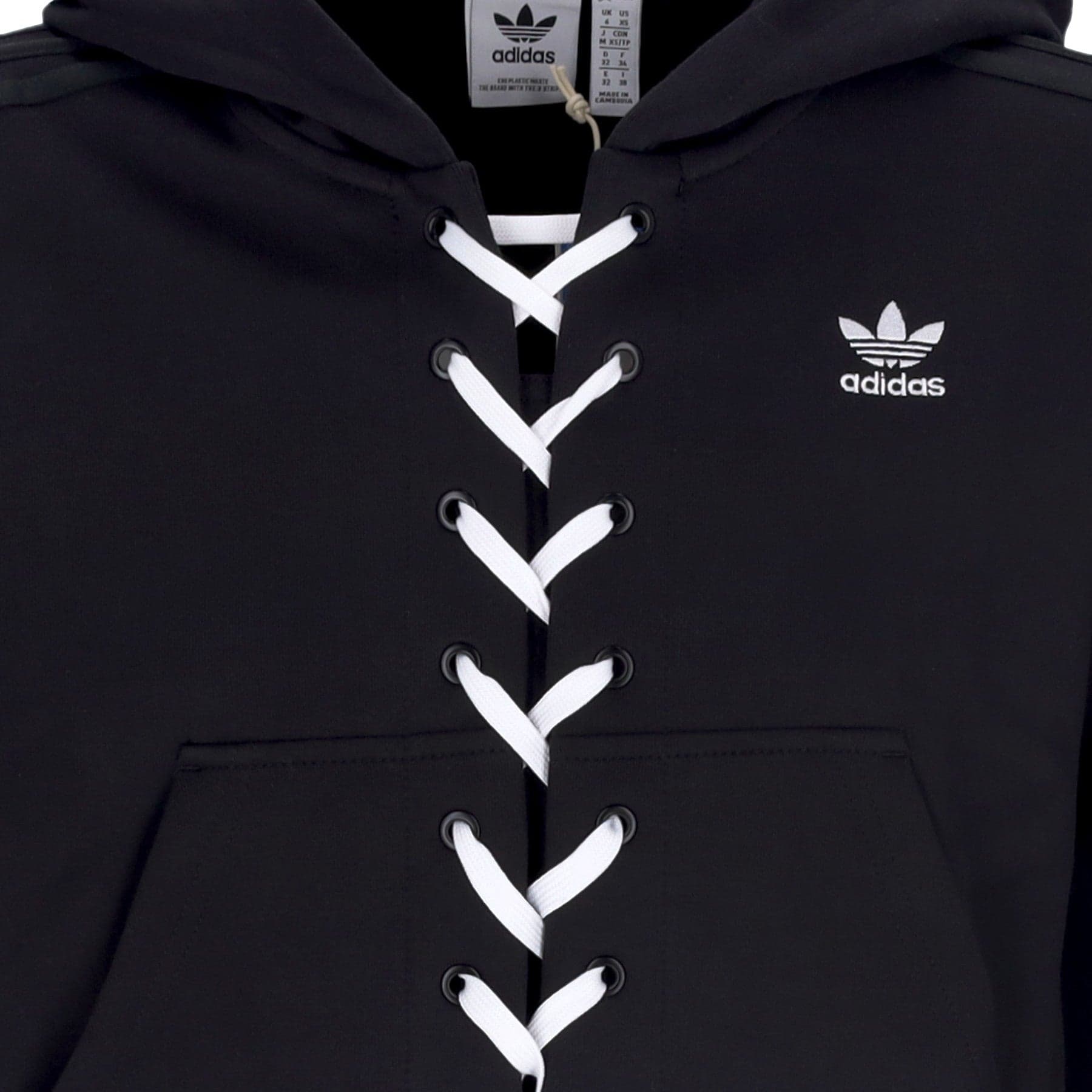 Adidas Felpa Leggera Cappuccio Corta Donna Always Original Laced Hoodie Black da donna in Felpe con cappuccio Drestige - Casamassima, commercioVirtuoso.it