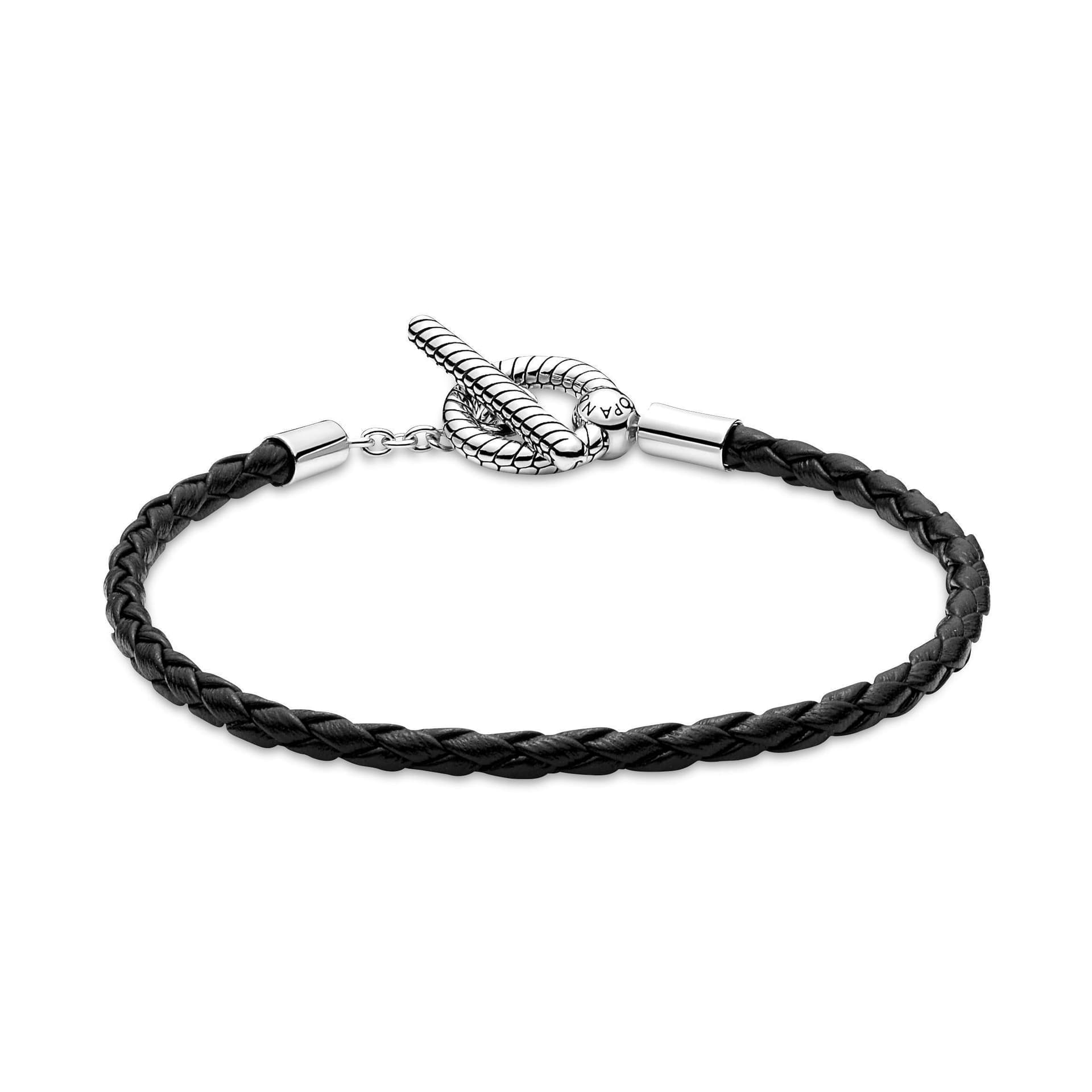 PANDORA - Bracciale in Pelle Nera con Chiusura a T Rifinito a mano in Bracciali Alba Gioielli - Casoria, commercioVirtuoso.it