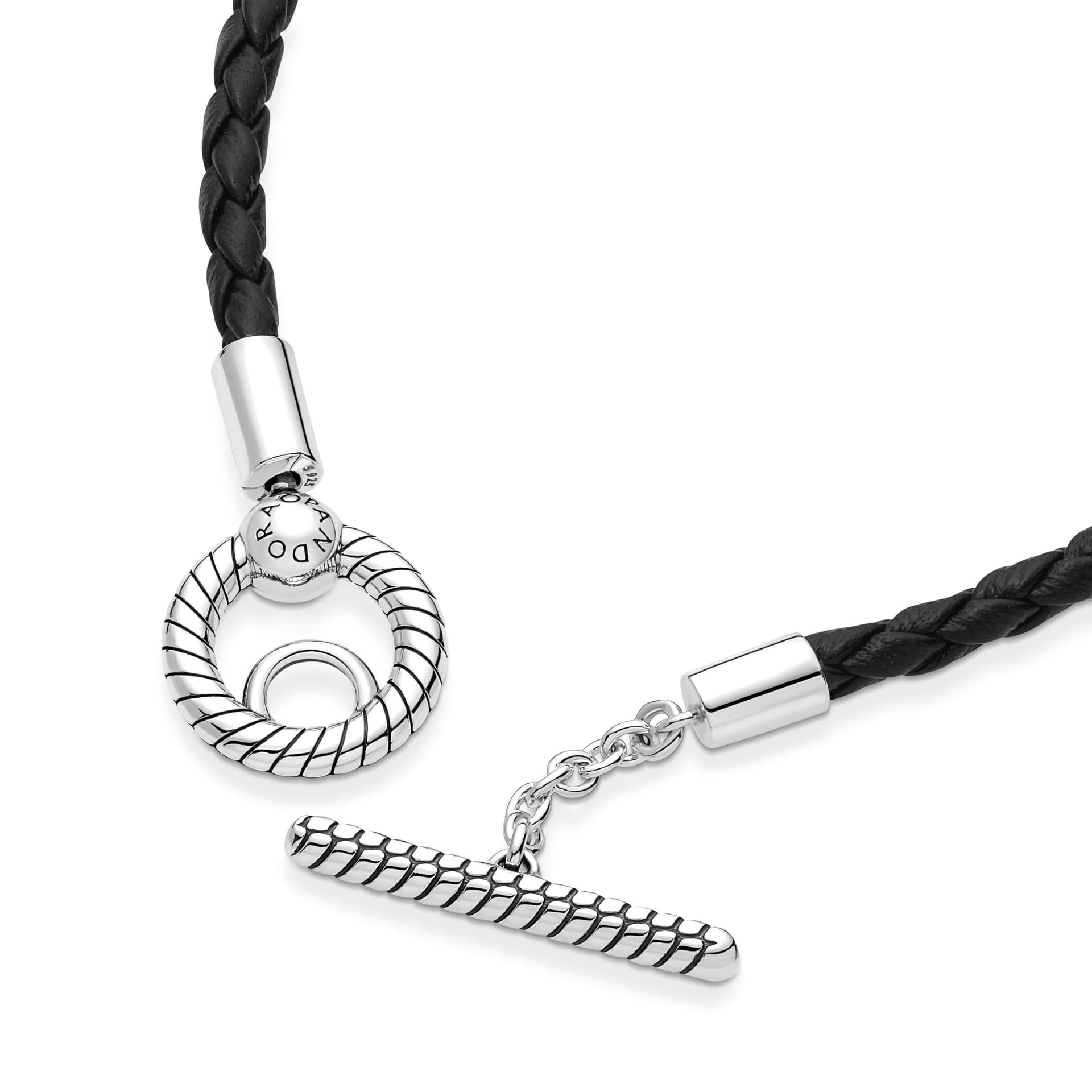 PANDORA - Bracciale in Pelle Nera con Chiusura a T Rifinito a mano in Bracciali Alba Gioielli - Casoria, commercioVirtuoso.it