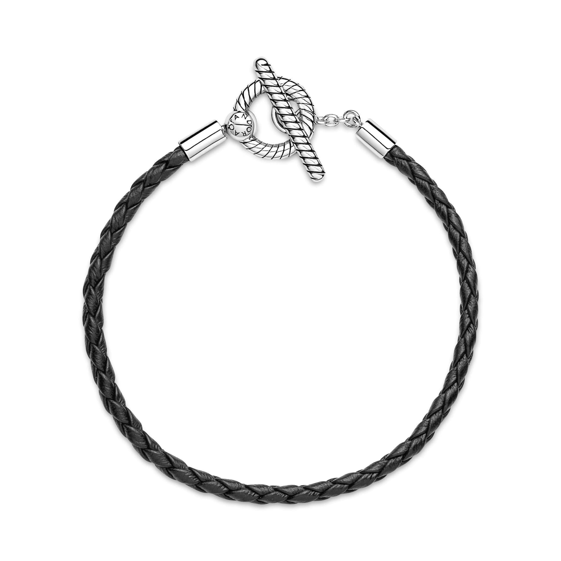 PANDORA - Bracciale in Pelle Nera con Chiusura a T Rifinito a mano in Bracciali Alba Gioielli - Casoria, commercioVirtuoso.it