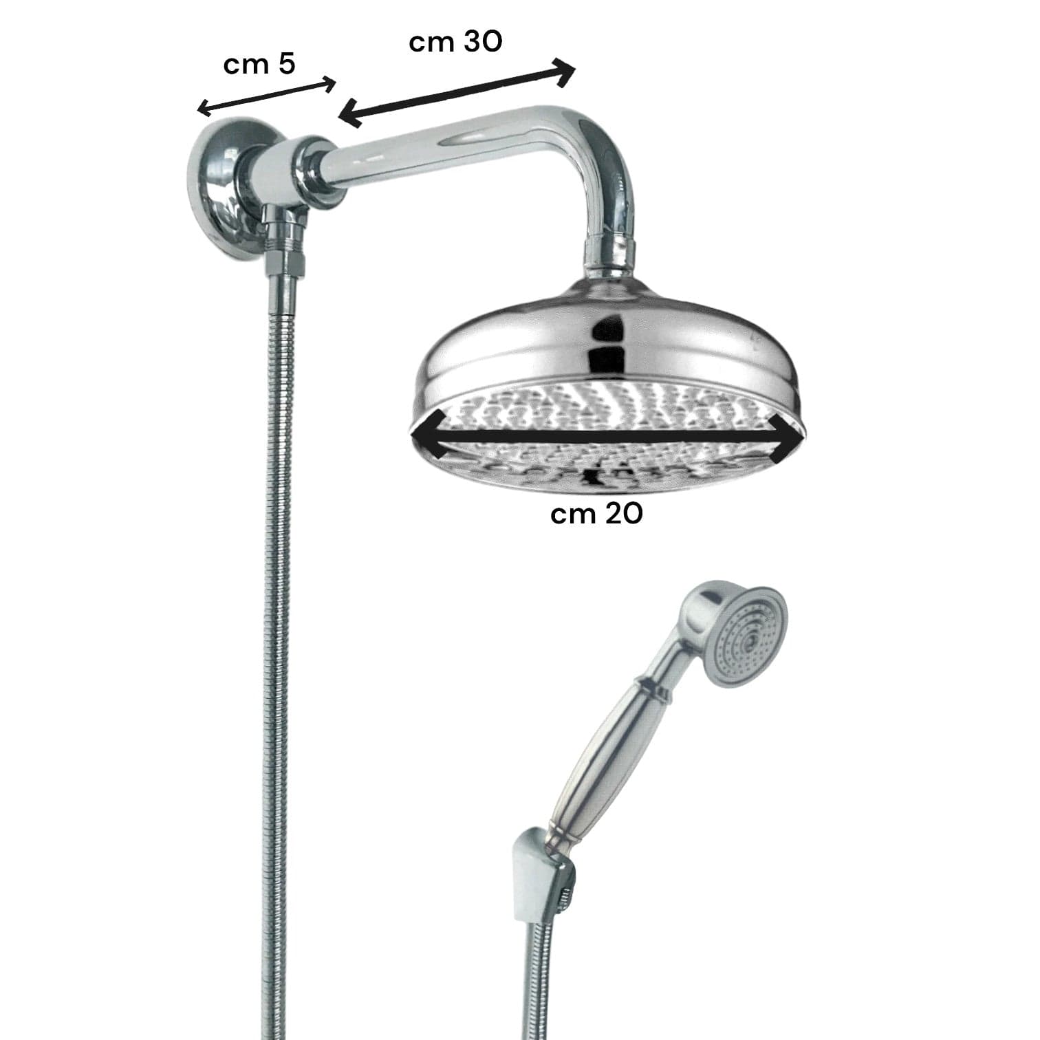 Set doccia vintage con deviatore a pressione in Telefoni doccia BagnoClic.it - Pregnana Milanese, commercioVirtuoso.it