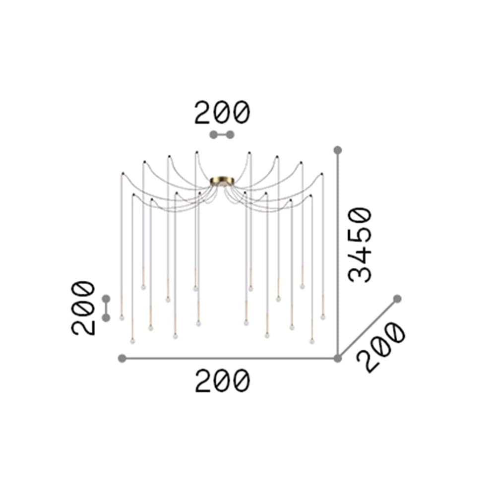 Sospensione Industrial-Minimal Lucciola Metallo Ottone 16 Luci Led 16W 3000K in Lampade a sospensione LuceArt - Montecorvino Pugliano, commercioVirtuoso.it