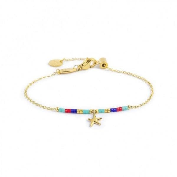Marlù - BRACCIALE STELLA MARINA PENDENTE E MIYUKI MULTICOLORE PVD ORO