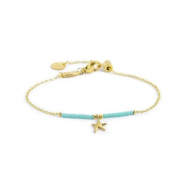 Marlù - BRACCIALE STELLA MARINA PENDENTE E MIYUKI TURCHESI PVD ORO in Bracciali Alba Gioielli - Casoria, commercioVirtuoso.it
