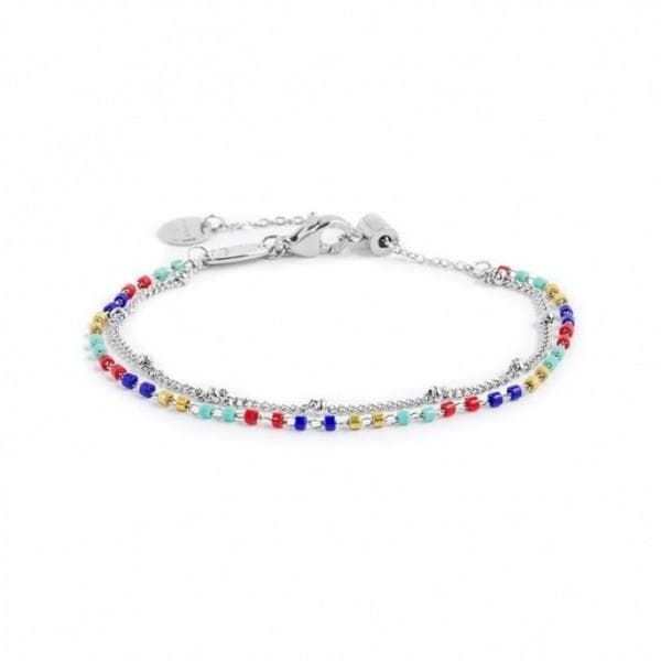Marlù - BRACCIALE DOPPIA CATENA GRUMETTA CON SFERE E MIYUKI MULTICOLORE ACCIAIO