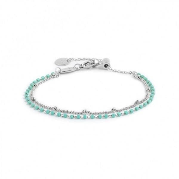 Marlù - BRACCIALE DOPPIA CATENA GRUMETTA CON SFERE E MIYUKI TURCHESI ACCIAIO