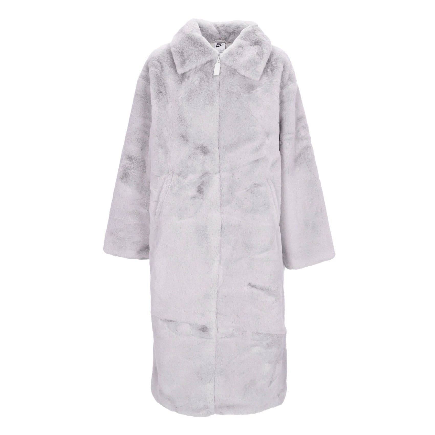Nike Pelliccia Donna Faux Fur Long Jacket Lt Iron Ore/light Bone/sail