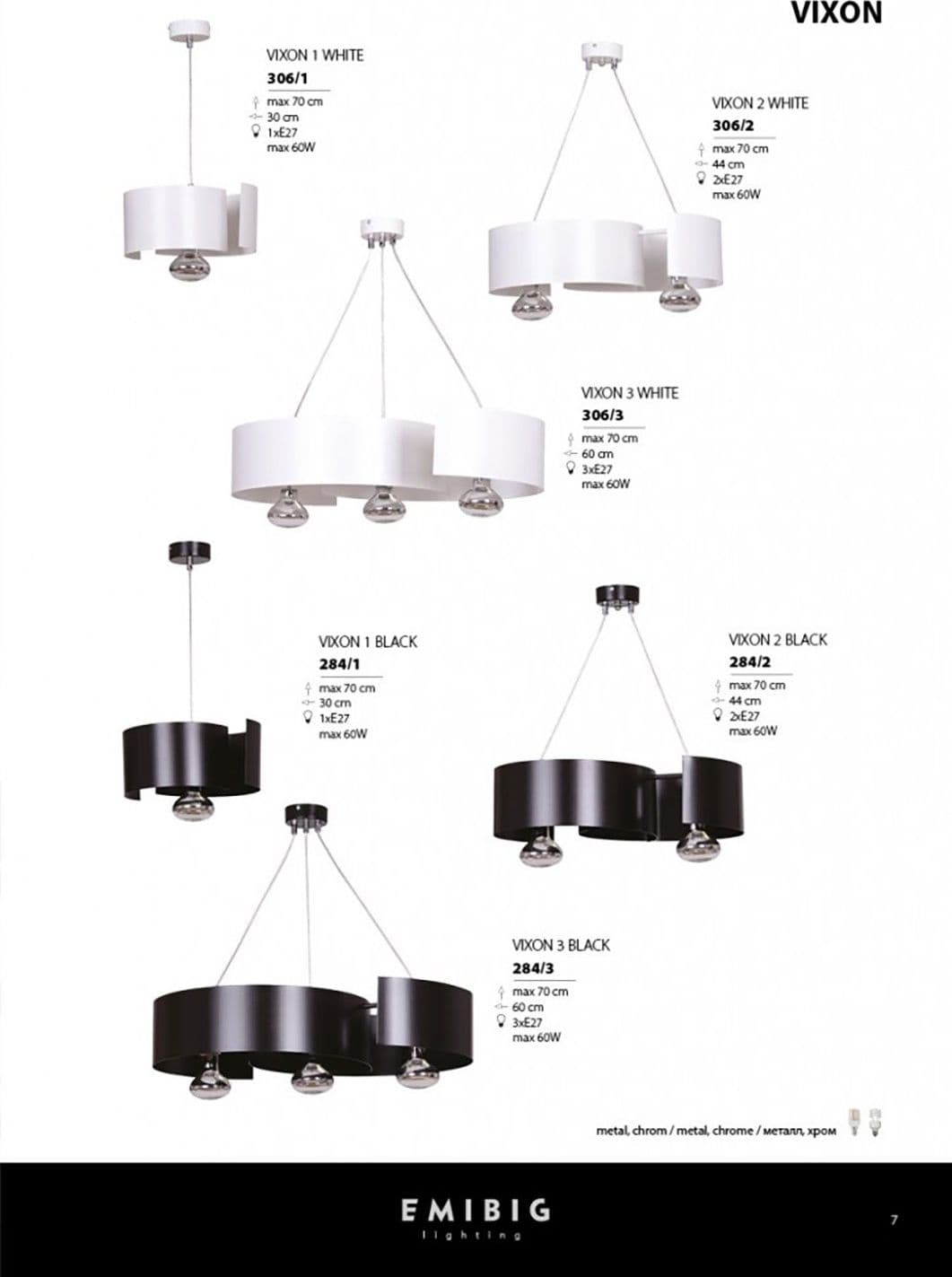Sospensione Moderna 1 Luce Vixon In Acciao Nero E Cromo in Lampade a sospensione LuceArt - Montecorvino Pugliano, commercioVirtuoso.it