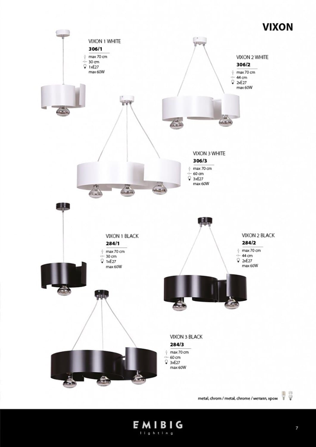 Sospensione Moderna 1 Luce Vixon In Acciao Nero E Cromo in Lampade a sospensione LuceArt - Montecorvino Pugliano, commercioVirtuoso.it