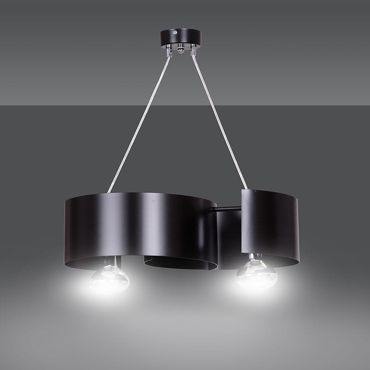 Lampadario Moderno 2 Luci Vixon In Acciao Nero E Cromo in Lampadari LuceArt - Montecorvino Pugliano, commercioVirtuoso.it