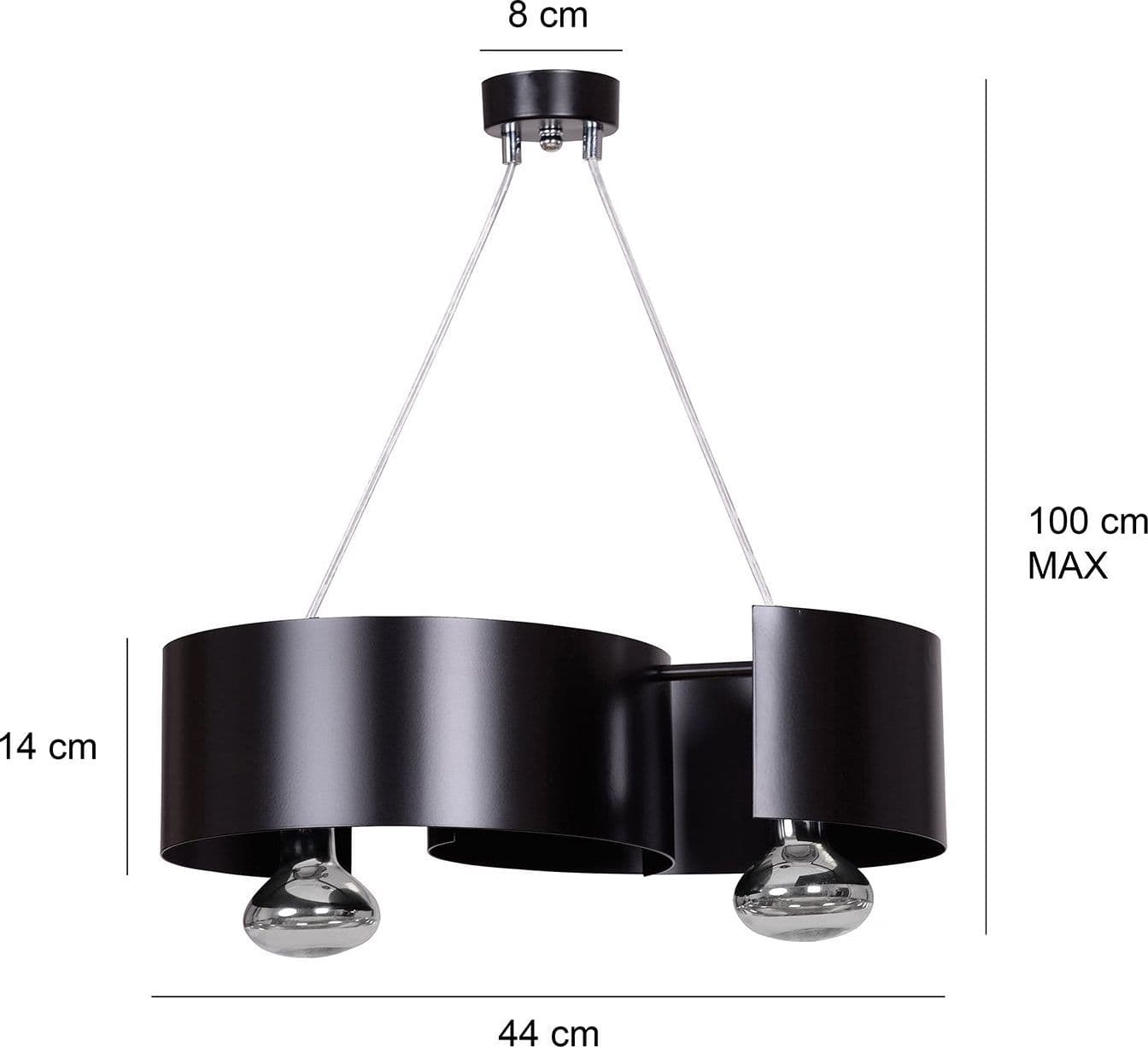 Lampadario Moderno 2 Luci Vixon In Acciao Nero E Cromo in Lampadari LuceArt - Montecorvino Pugliano, commercioVirtuoso.it