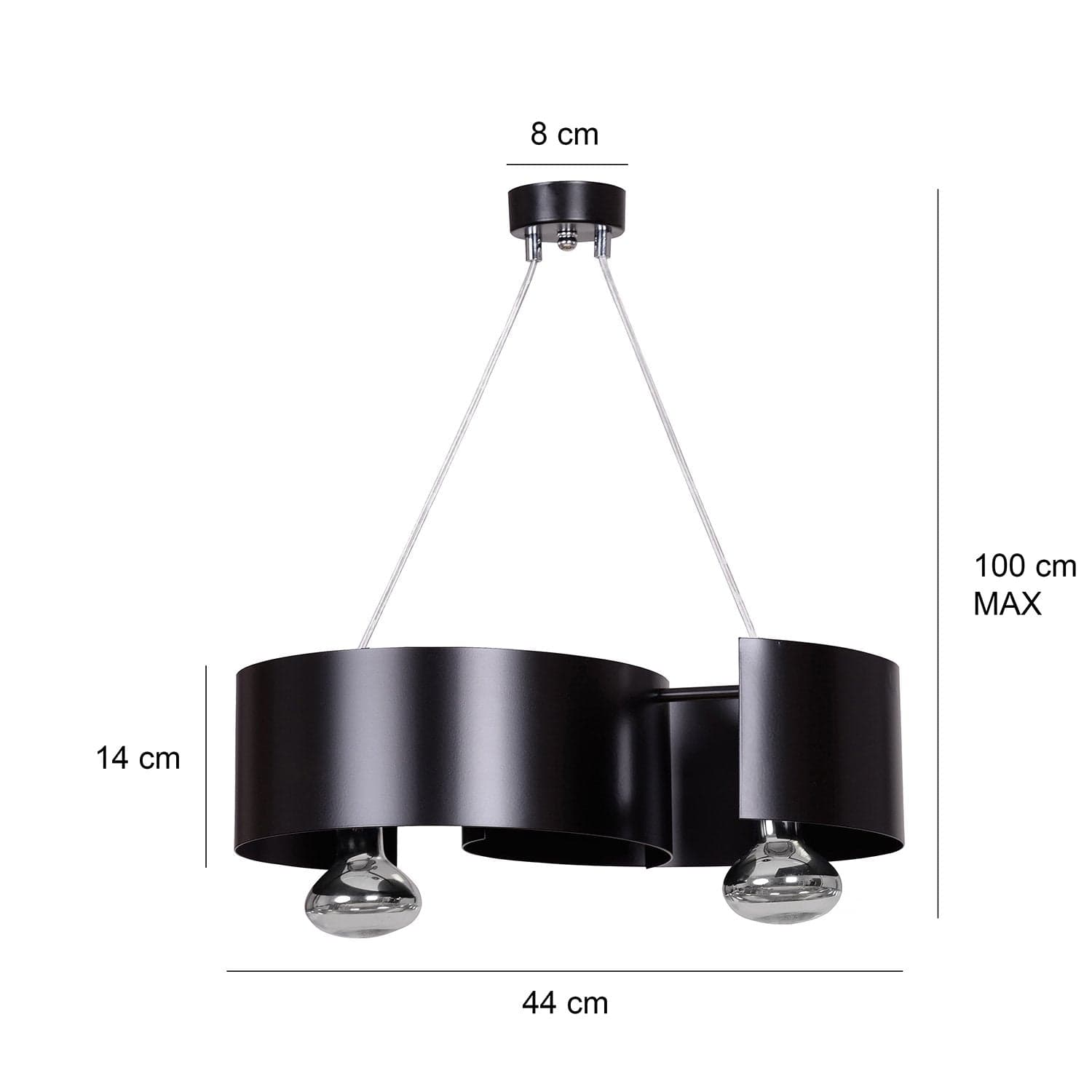 Lampadario Moderno 2 Luci Vixon In Acciao Nero E Cromo in Lampadari LuceArt - Montecorvino Pugliano, commercioVirtuoso.it