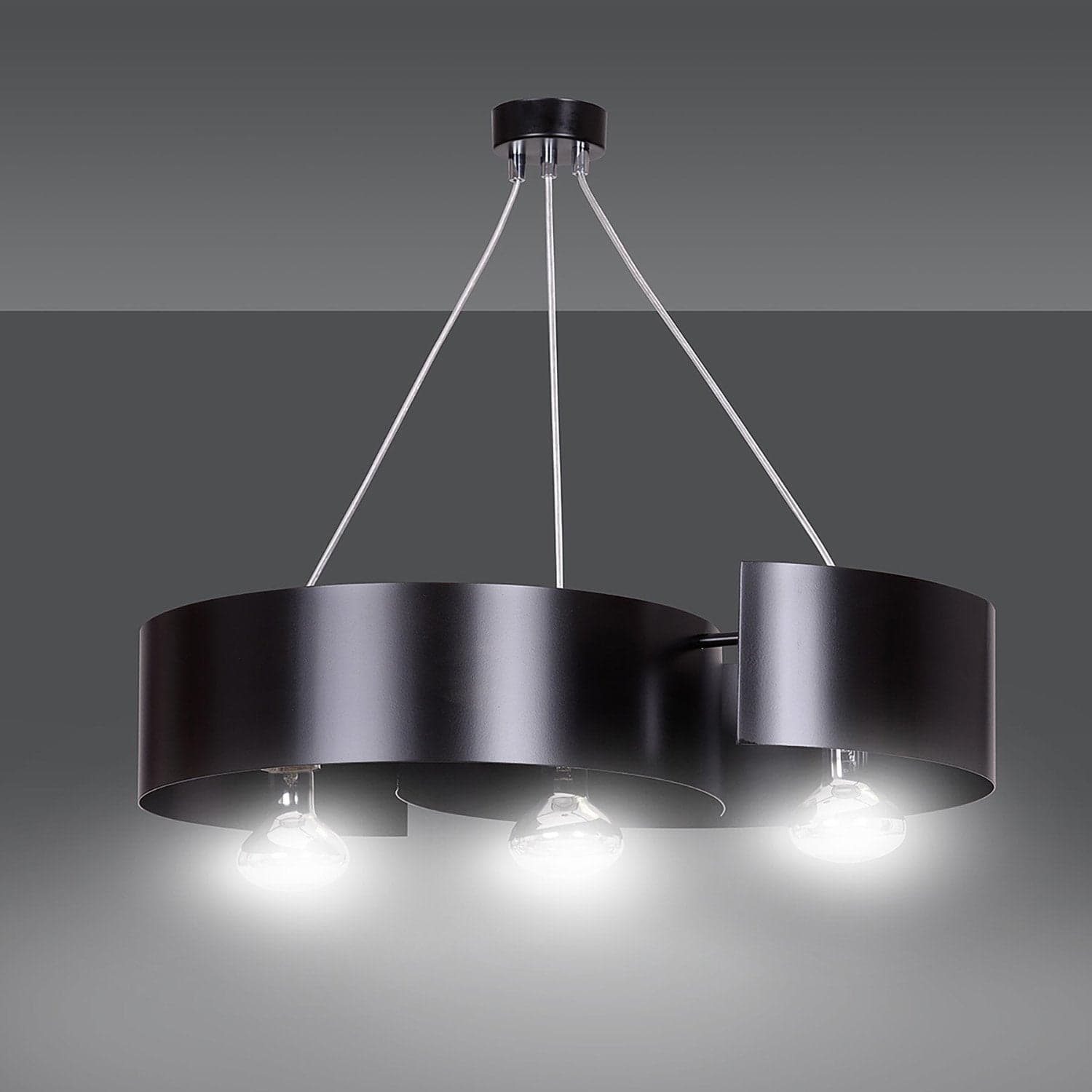 Lampadario Moderno 3 Luci Vixon In Acciao Nero E Cromo in Lampadari LuceArt - Montecorvino Pugliano, commercioVirtuoso.it