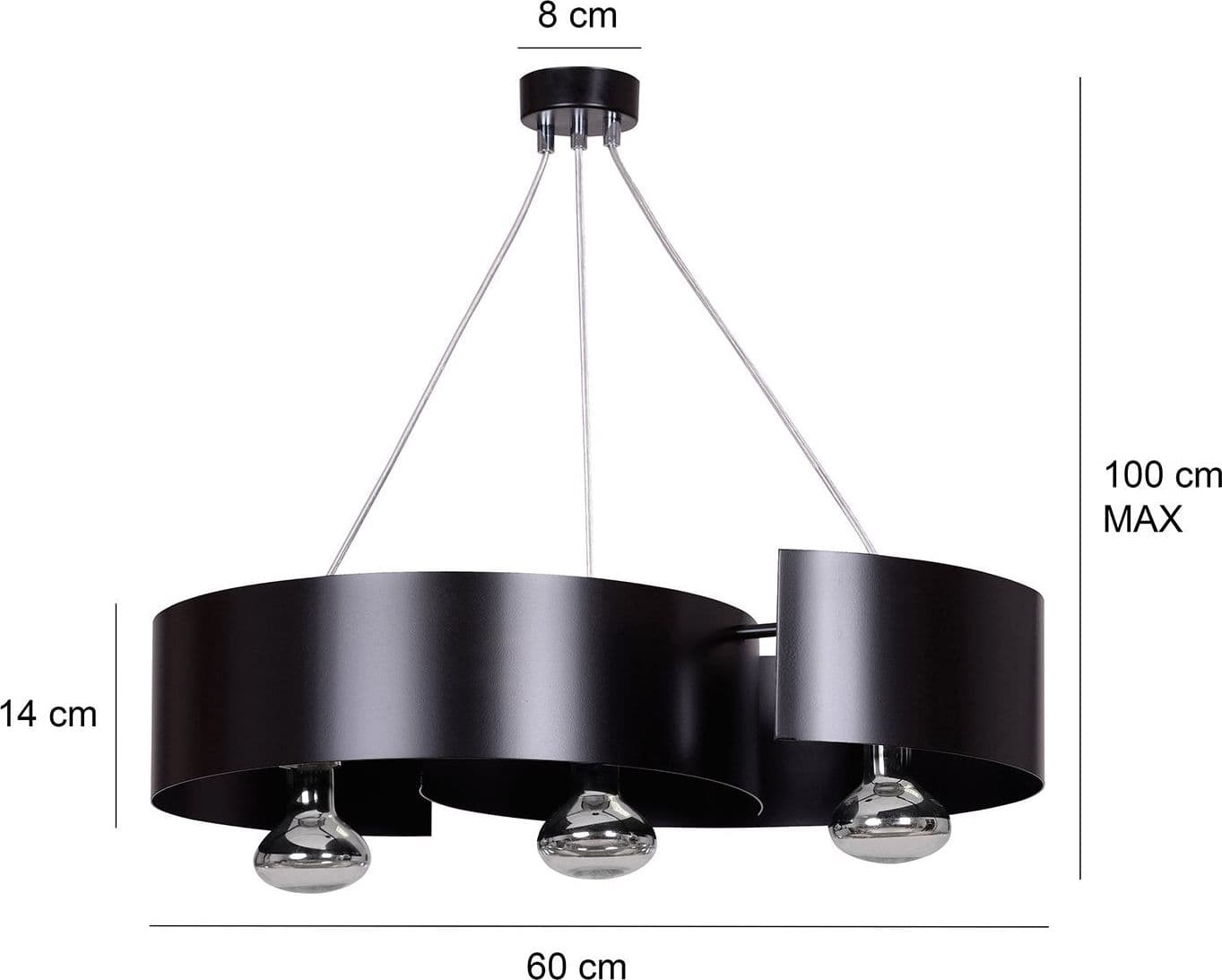 Lampadario Moderno 3 Luci Vixon In Acciao Nero E Cromo in Lampadari LuceArt - Montecorvino Pugliano, commercioVirtuoso.it