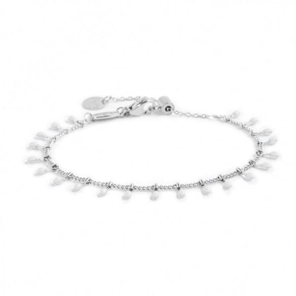 Marlù - BRACCIALE CATENA GRUMETTA CON PENDENTI SMALTO BIANCHI ACCIAIO in Bracciali Alba Gioielli - Casoria, commercioVirtuoso.it