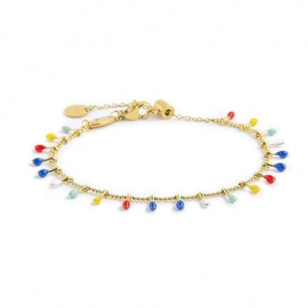 Marlù-BRACCIALE CATENA GRUMETTA CON PENDENTI SMALTO MULTICOLORE PVD ORO in Bracciali Alba Gioielli - Casoria, commercioVirtuoso.it