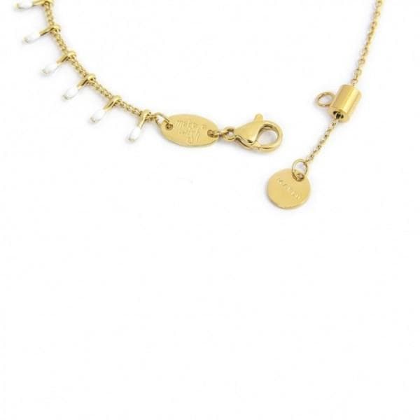 Marlù-BRACCIALE CATENA GRUMETTA CON PENDENTI SMALTO BIANCHI PVD ORO in Bracciali Alba Gioielli - Casoria, commercioVirtuoso.it