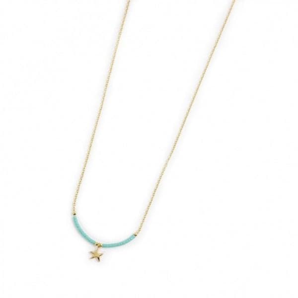 Marlù -COLLANA STELLA MARINA PENDENTE E MIYUKI TURCHESI PVD ORO in Collane Alba Gioielli - Casoria, commercioVirtuoso.it
