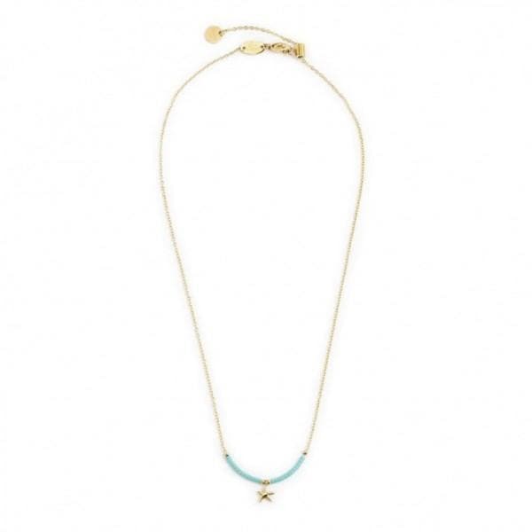 Marlù -COLLANA STELLA MARINA PENDENTE E MIYUKI TURCHESI PVD ORO in Collane Alba Gioielli - Casoria, commercioVirtuoso.it