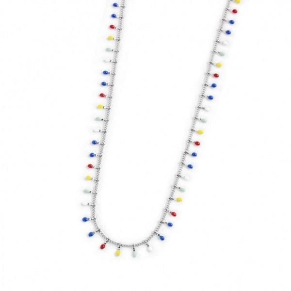 Marlù - COLLANA GRUMETTA CON PENDENTI SMALTO MULTICOLORE ACCIAIO in Collane Alba Gioielli - Casoria, commercioVirtuoso.it