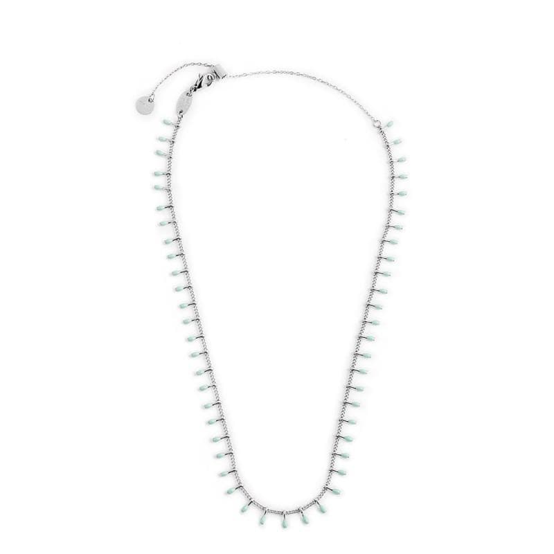 Marlù - COLLANA GRUMETTA CON PENDENTI SMALTO TURCHESE ACCIAIO in Collane Alba Gioielli - Casoria, commercioVirtuoso.it