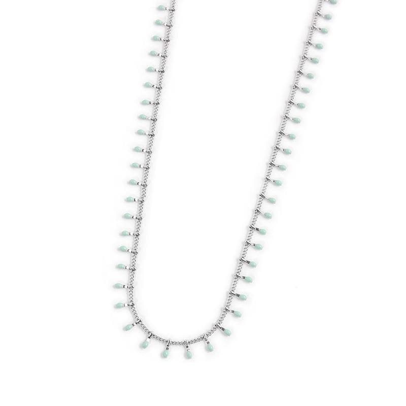Marlù - COLLANA GRUMETTA CON PENDENTI SMALTO TURCHESE ACCIAIO in Collane Alba Gioielli - Casoria, commercioVirtuoso.it