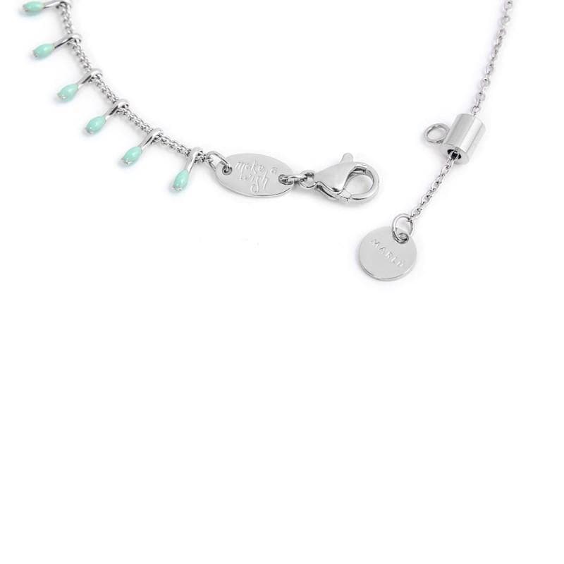 Marlù - COLLANA GRUMETTA CON PENDENTI SMALTO TURCHESE ACCIAIO in Collane Alba Gioielli - Casoria, commercioVirtuoso.it