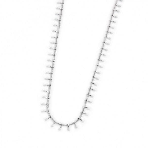 Marlù - COLLANA GRUMETTA CON PENDENTI SMALTO BIANCO ACCIAIO in Collane Alba Gioielli - Casoria, commercioVirtuoso.it