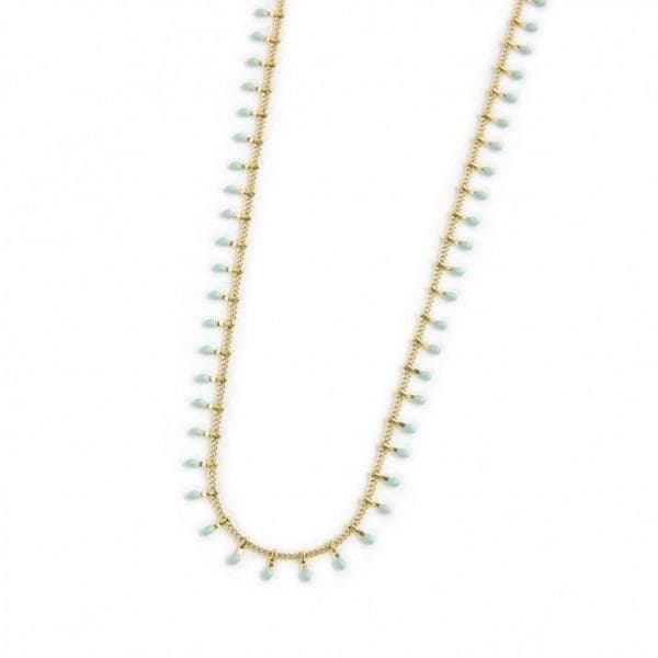 Marlù - COLLANA GRUMETTA CON PENDENTI SMALTO TURCHESE PVD ORO in Collane Alba Gioielli - Casoria, commercioVirtuoso.it