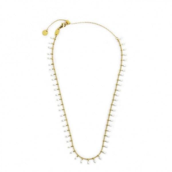 Marlù - COLLANA GRUMETTA CON PENDENTI SMALTO BIANCO PVD ORO in Collane Alba Gioielli - Casoria, commercioVirtuoso.it