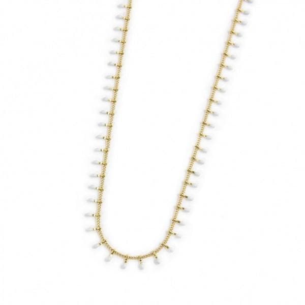 Marlù - COLLANA GRUMETTA CON PENDENTI SMALTO BIANCO PVD ORO in Collane Alba Gioielli - Casoria, commercioVirtuoso.it