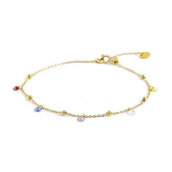 Marlù - CAVIGLIERA CON CRISTALLI COLORATI E SFERE PVD ORO