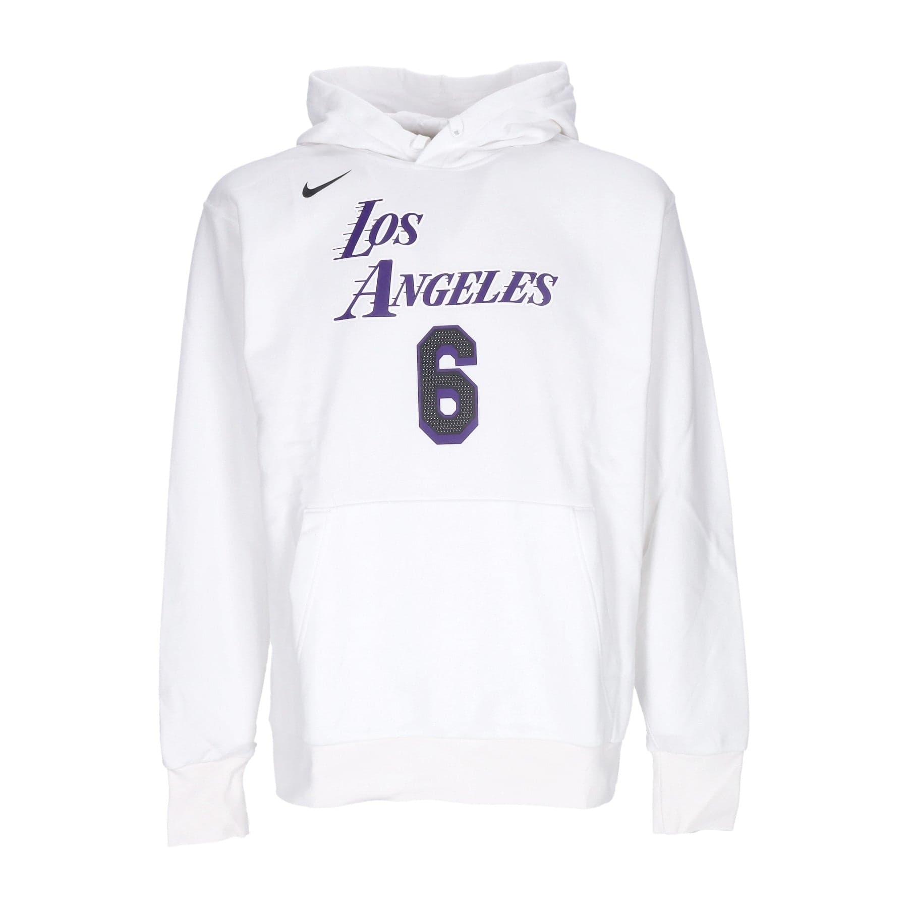 NIKE NBA Felpa Cappuccio Uomo Nba City Edition Essential Fleece Hoodie No 6 Lebron James Loslak White
