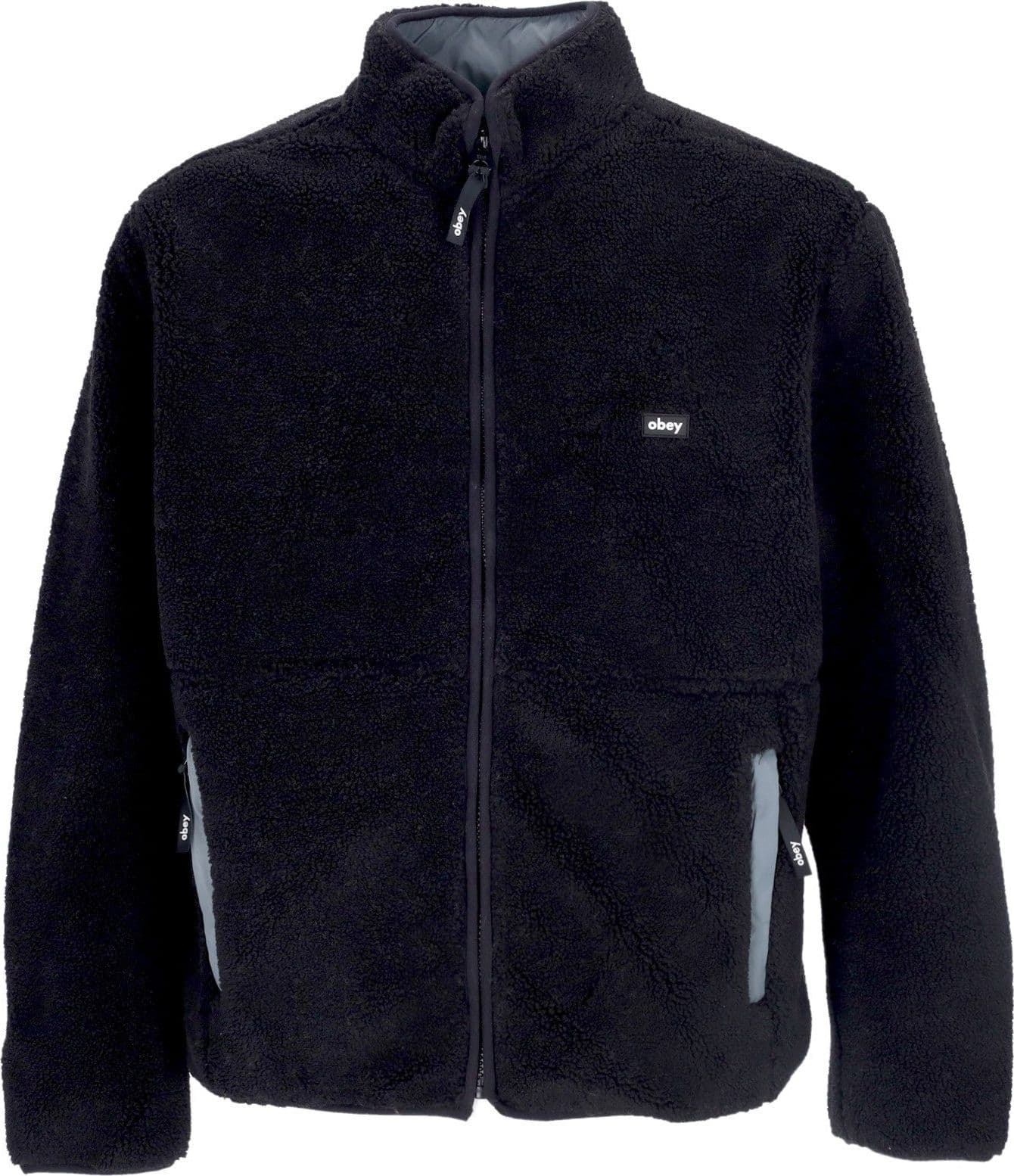 OBEY Orsetto Uomo Trophy Sherpa Jacket Reversible Black