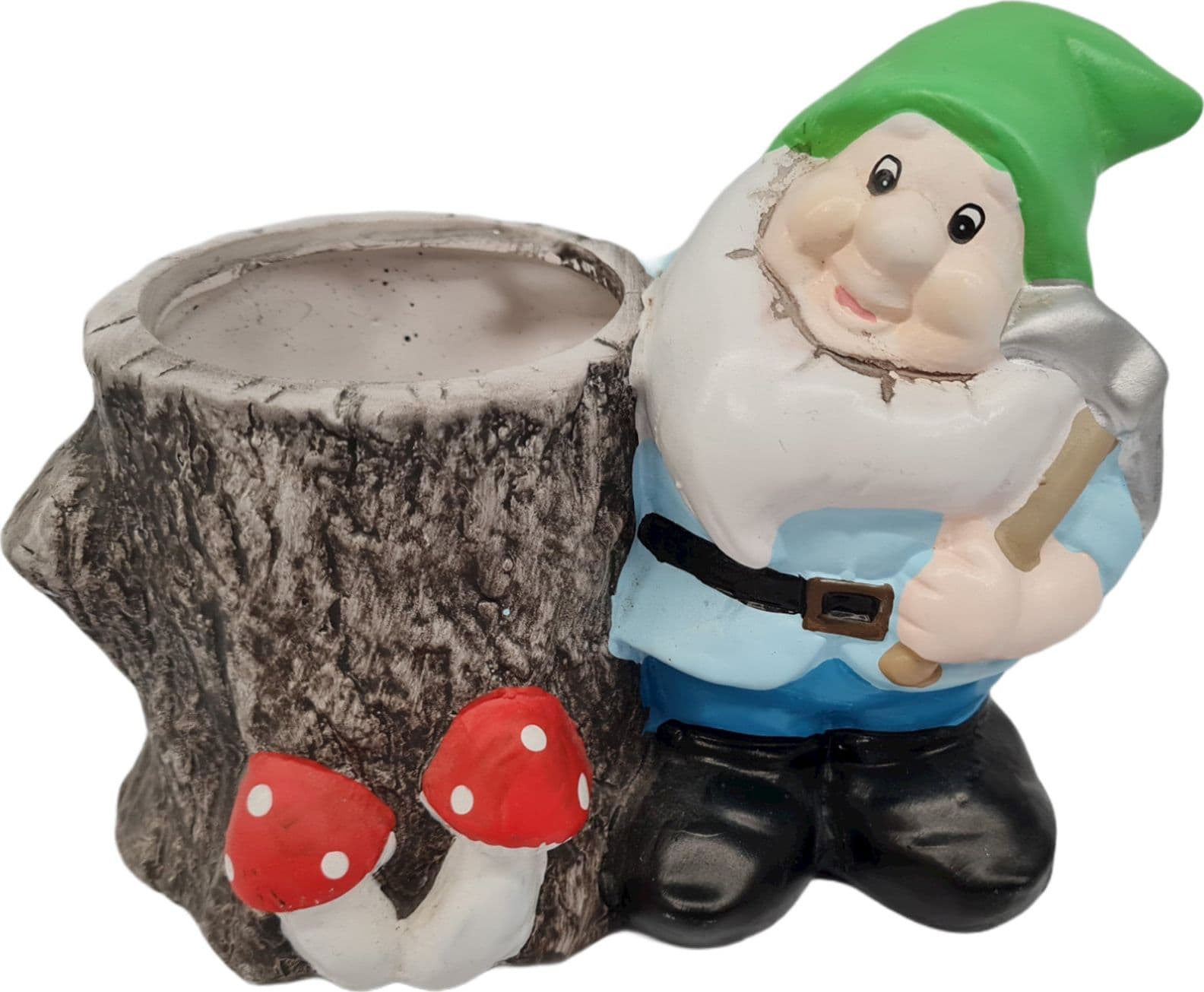 Nano da giardino per esterno con vaso in poliresina gnomo simpatico h 15 cm – Azzurro – Dueesse